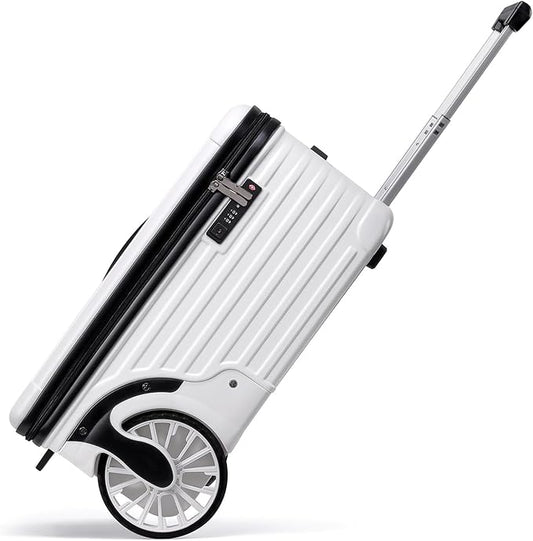 Extra Large Wheels Carry On Luggage Hard Shell Suitcase Top Opening Hardside Frame Travel Luggage with TSA Lock (White, 21-Inch)