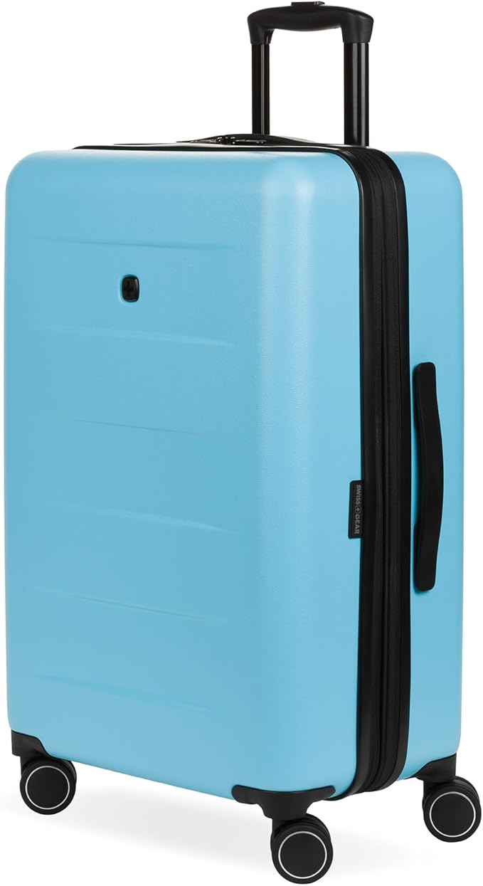 SwissGear 8020 Eclipse Hardside Expandable Luggage with Spinner Wheels, Powder Blue, Checked-Medium 24-Inch