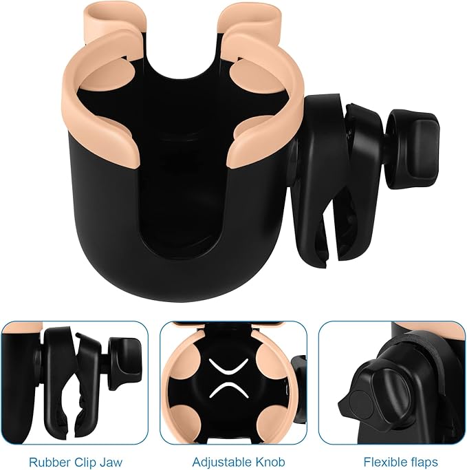 Accmor Stroller Cup Holder with Phone Holder, Bike Cup Holder, Universal Cup Holder for Uppababy Nuna Doona Strollers, 2-in-1 Cup Phone Holder for Stroller Bike Wheelchair Walker Accessory