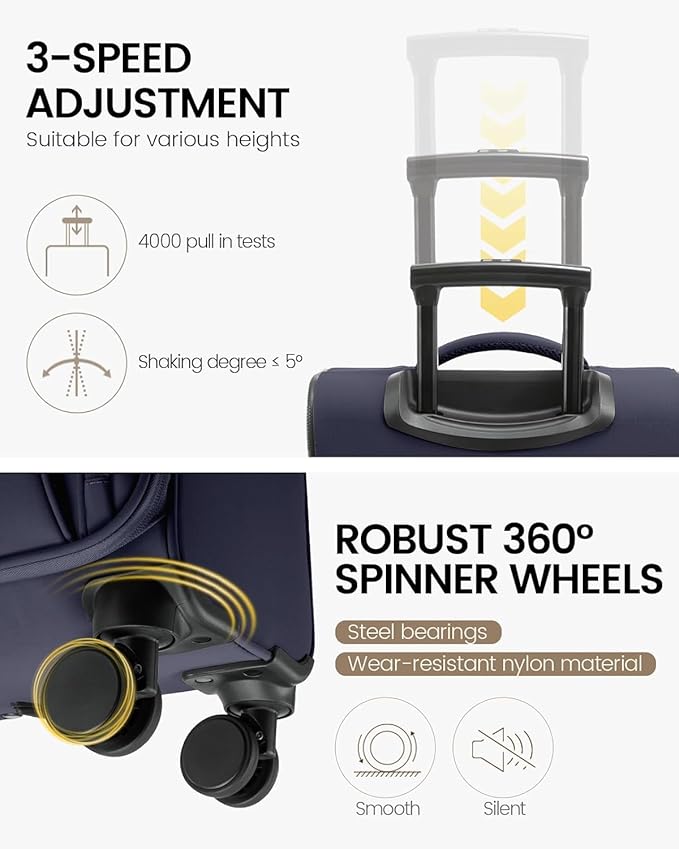 LOVEVOOK Medium Checked Luggage, 24 Inch Softside Suitcases with Spinner Wheels, Lightweight Suitcase with TSA Lock for Women Men, Large Luggage for Travel Business Trip