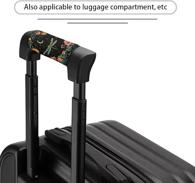 BIGCARJOB Flower Dragonfly Luggage Handle Wrap for Suitcase 2 Pack No-Slip Door Handle Protector Covers Luggage Handles Wrap Grips Personalized Luggage Tags Replacement
