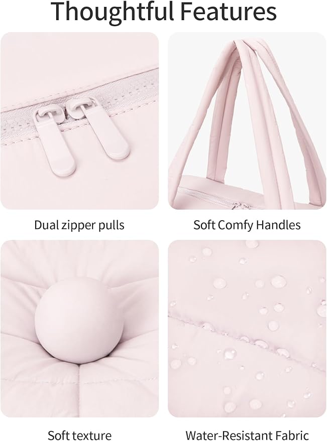 Gitus Carry On Duffle Gym Bag for Women Puffer Weekender Overnight Duffel Bag for Travel with Clear Toiletry Pouch Sport Yoga Fitness Essentials Gifts (Lightpink)