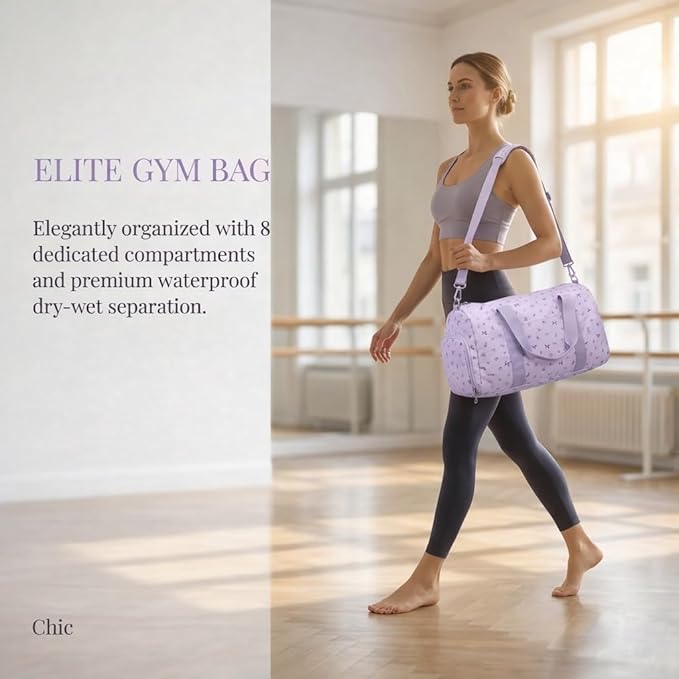 BTOOP Duffle Bag for Gym Sports Women Girls Workout Travel Bag Weekender with Shoe Compartment and Wet Pocket