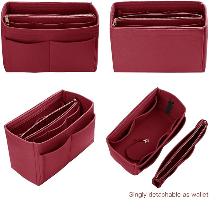 ZTUJO Purse Organizer Insert, Felt Bag Organizer with Metal Zipper, Handbag & Tote Shaper, For Speedy Neverfull Tote, 7 Sizes