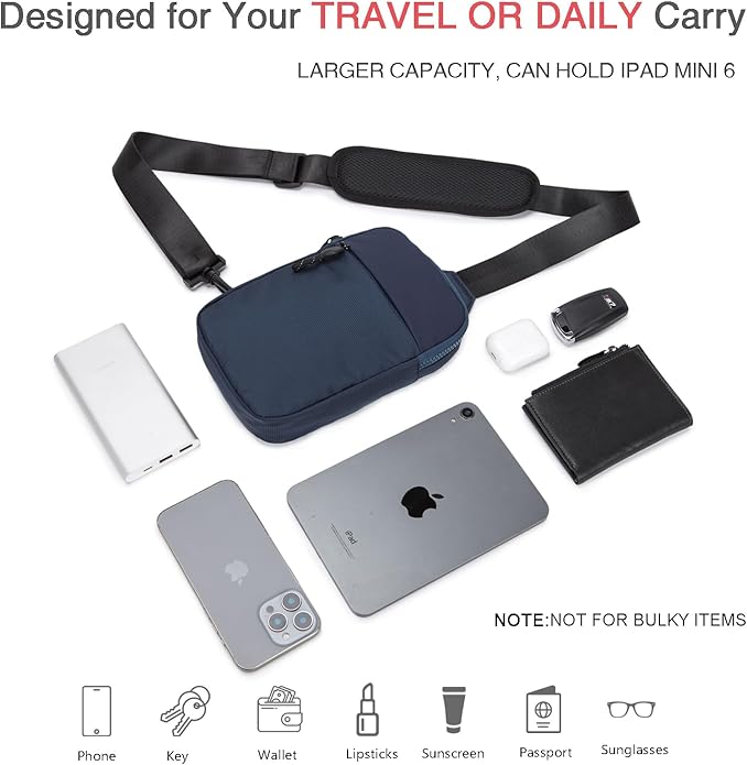 higouta Mini Sling Bag for Men Women, RFID Blocking Crossbody Backpack Casual Utility Chest Phone Bag for Travel Workout