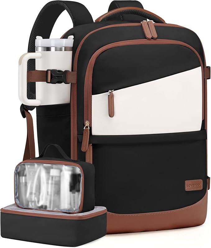LOVEVOOK Travel Backpack for Women & Men, 40L Carry on Backpack Airline Approved, Large TSA Personal Item Travel Bag fits 17.3" Laptop, Business Weekender Bag for Essentials, 4Pcs