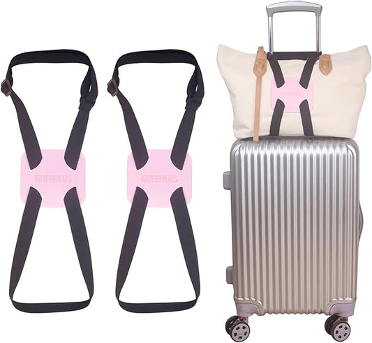 Luggage Straps，Luggage Straps for Suitcases Add a Bag Easy to Travel Belt for Luggage，Bag Bungee for Luggage，Adjustable Size Luggage Belt (Light Pink-2)