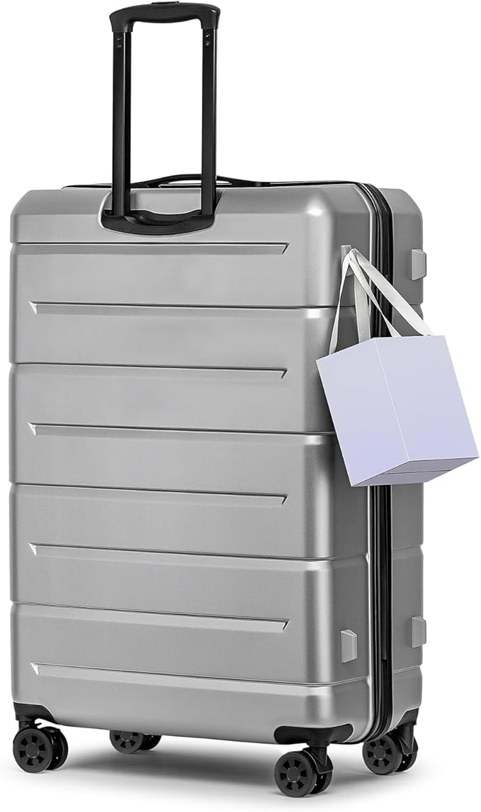 KYME Luggage Sets 3 Piece Hardshell 20"/24"/28" Suitcase with Wheels Hardside Suitcase Set with TSA Lock Large Travel Luggage Set for Women Men Silver Grey