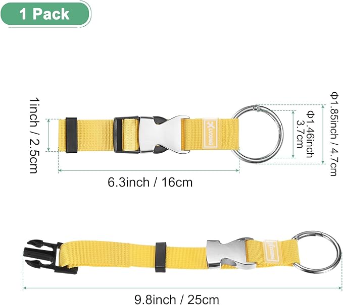 M METERXITY 1-Pack Add A Bag Luggage Strap, Adjustable Suitcase Belt for Connecting Luggage/Backpack/Jacket, Carry Strap with Ring Buckle [Yellow]