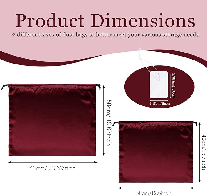 P Pothuiny 2 Pcs Satin Dust Bags for Handbags