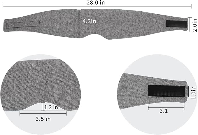 Sleep Mask for Men Women,100% Cotton Sleep Eye Mask with Fully Adjustable Strap, 100% Light Blocking Eye Mask for Sleeping, 0 Pressure Eye Covers for Travel Yoga Nap (Gray)