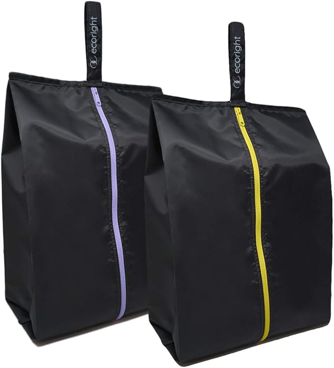 Ecoright Shoe Bags for Travel, Set of 2, 100% Recycled Water-Resistant Zipper Pouch Bags, Shoe Bags for Storage, Travel Essentials for Men & Women