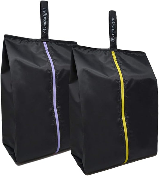 Ecoright Shoe Bags for Travel, Set of 2, 100% Recycled Water-Resistant Zipper Pouch Bags, Shoe Bags for Storage, Travel Essentials for Men & Women