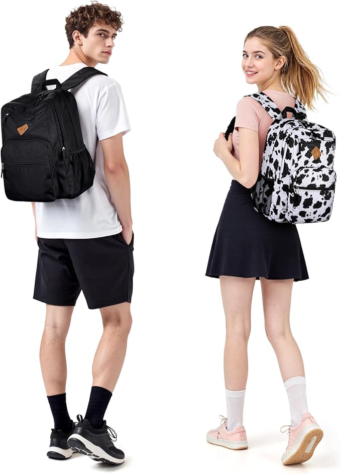 ZORFIN 26L Black Backpack for College, and Travel: Water Resistant Bookbag