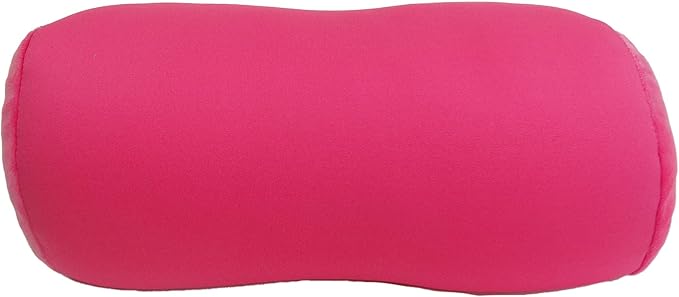 Microbead Bolster Tube Travel Pillow - Compact Neck Roll Pillow for Airplane, Car, or Home - Soft Lumbar Support Pillow - Pink