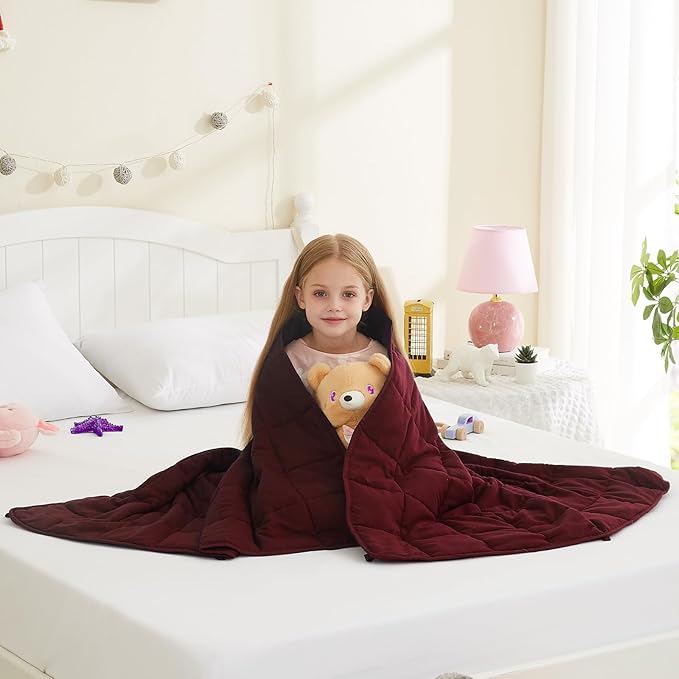 L'AGRATY Weighted Blanket - 40"x60" 7lbs Cooling Breathable Heavy Blankets Microfiber Material with Glass Beads for Adult All-Season Summer Fall Winter Soft Thick Comfort