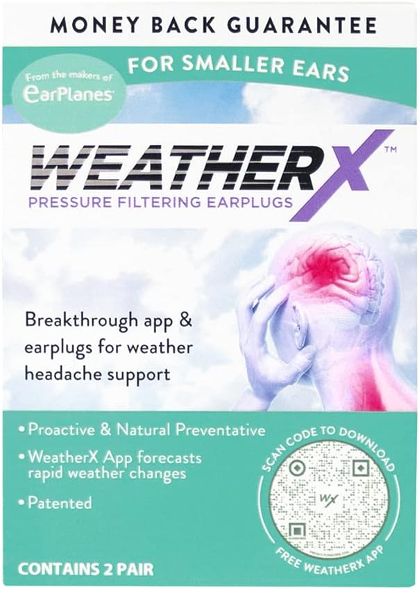 Pressure Filtering Earplug for Shifts in Barometric Weather Pressure (Small 2 Pk)