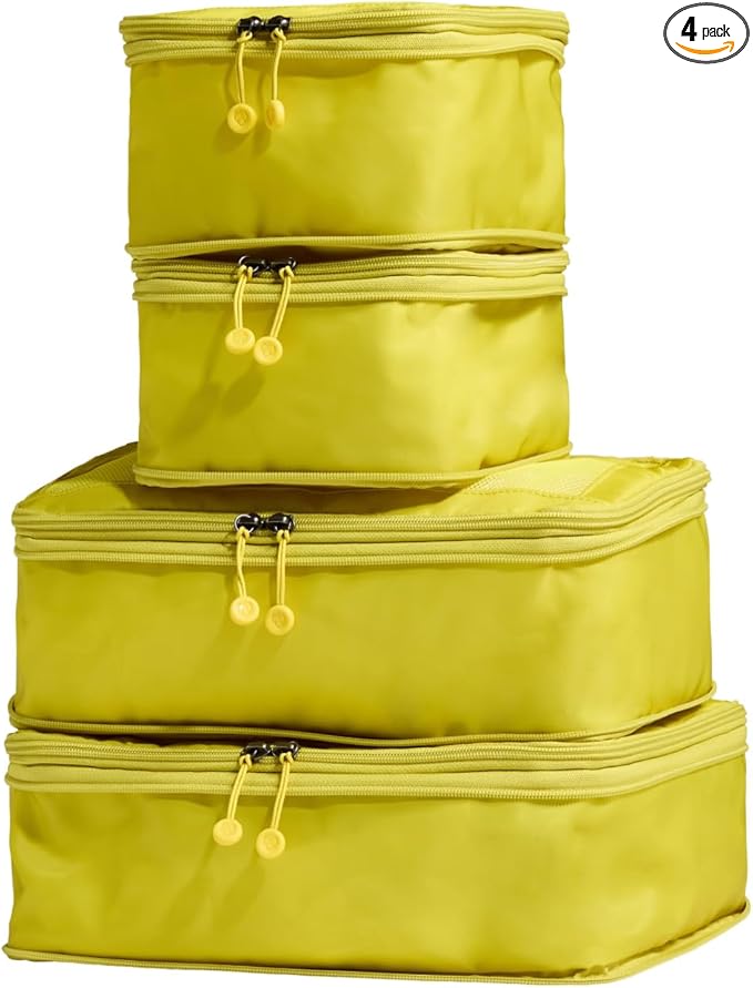 ANTLER - Compression Packing Cubes for Travel, Luggage Organiser for Suitcases or Bags, Travel Accessories, Set of 4, Gorse Yellow