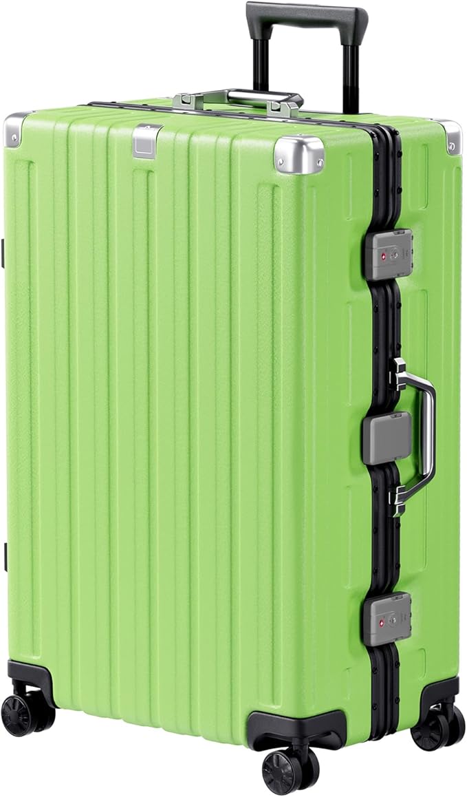 Krute Aluminum Frame Luggage 28 Inch Checked Suitcase with Spinner Wheels TSA Approved No Zipper Hard Shell Luggage PC+ABS Travel Suitcase
