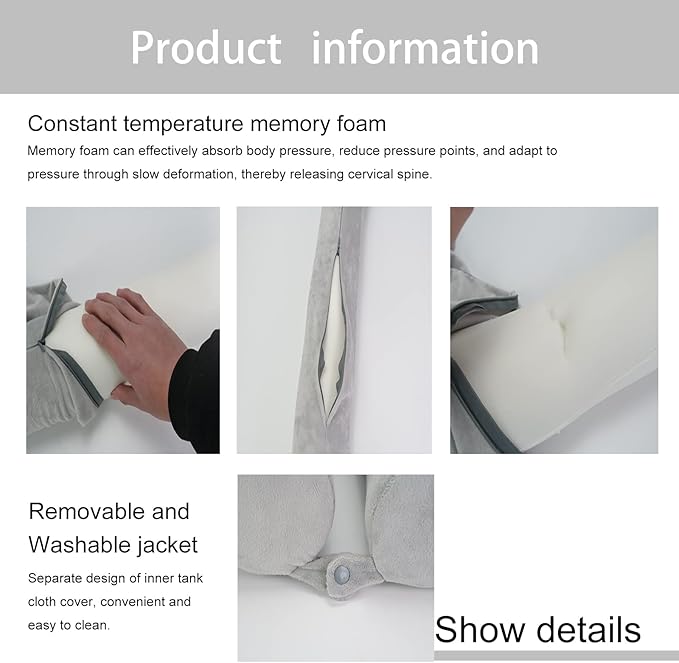 Travel Pillow-Twist Memory Foam Neck Pillow Support Pillow, Used for Neck, Chin, Waist and Leg Support-Suitable fo Airplanes, Buses, Trains.
