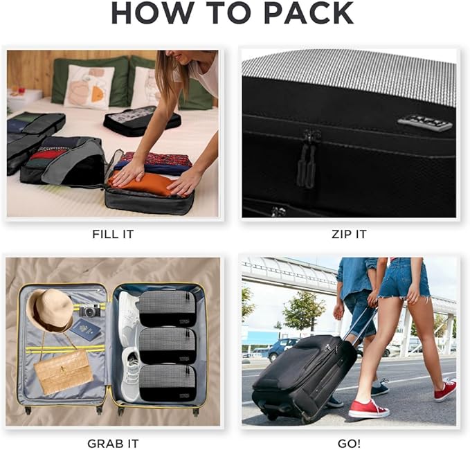 Medium Packing Cubes for Travel - 5pc Packing Cubes for Suitcases - Lightweight Luggage Organizer Bags (Non-Compression)