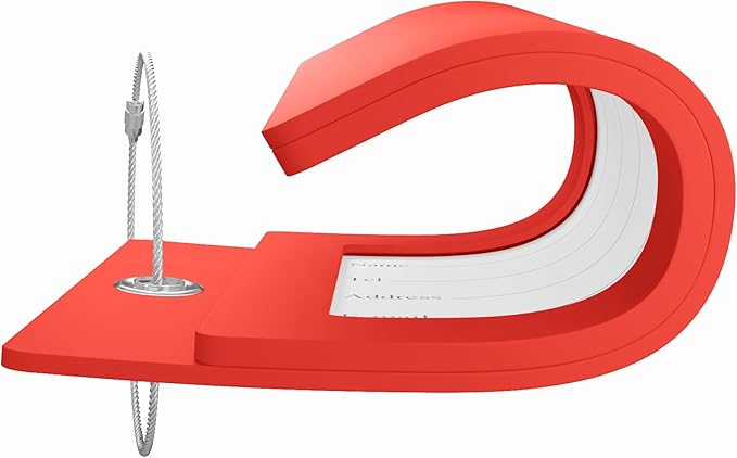 Gostwo 2 Pack Luggage Tags for Suitcases, 26 Initial Letter Travel Luggage Baggage Identification Labels ID Tag Fully Bendable Tags with Stainless Steel Loop (Red) (Letter J)