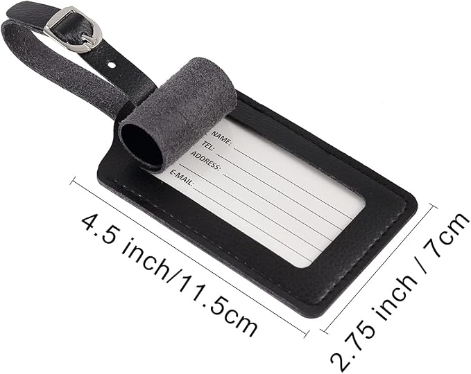 Vigorport Luggage Tags, Leather Personalized Suitcase Tag Set Luggage id Tags Labels Travel Accessories-Set of 4