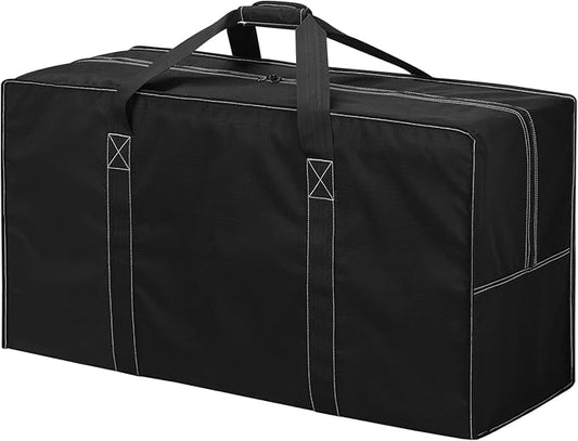 130L Extra Large Travel Duffle Bag - Heavy Duty Water Resistant Luggage for Camping, Sports & Moving - 35 inch Foldable Gear Bag (Black)