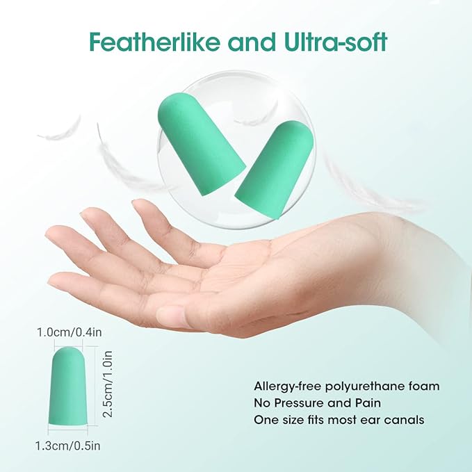 Ultra Soft Ear Plug for Sleeping, 120 PCs High Noise Cancelling Earplug with Aluminum Case, Industrial-Grade Hearing Protection Earplug for Snoring/Working/Studying/Side Sleeper, Slow Rebound