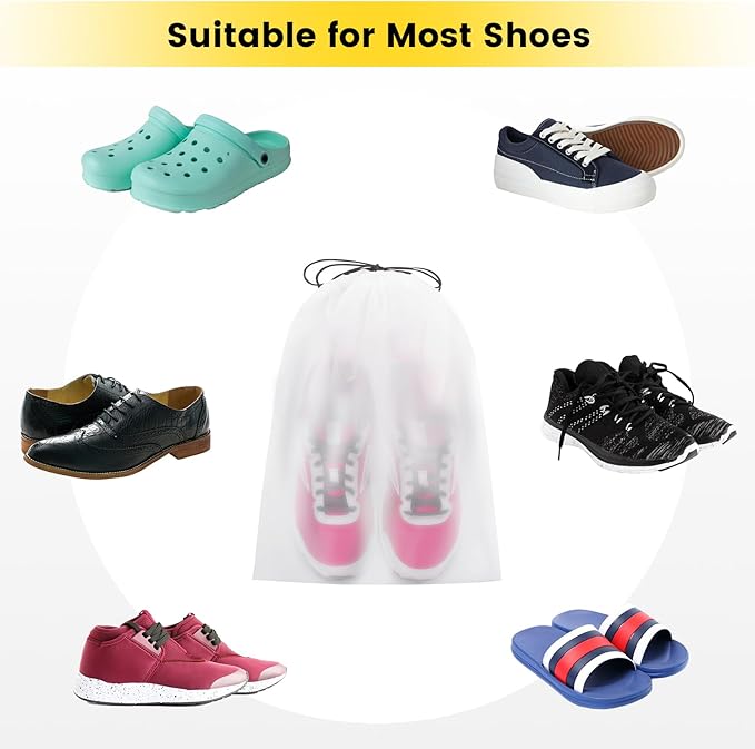 Vorspack Shoe Bags for Travel - 20 Pcs Transparent Drawstring Backpack Travel Shoe Bag Clear Drawstring Bag Large Shoe Organizer with Rope Travel Essentials for Men Women