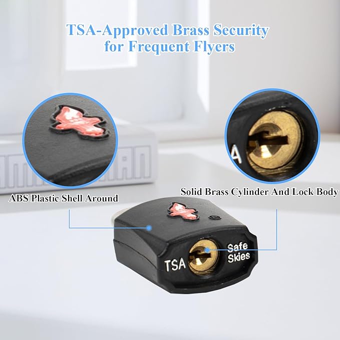 TSA Approved Locks (6-Pack) - Luggage Lock TSA Approved for Suitcases, Gym Lockers & School Backpacks | Ultra-Slim 1.5” ABS Travel Lock | Anti-Theft Secure