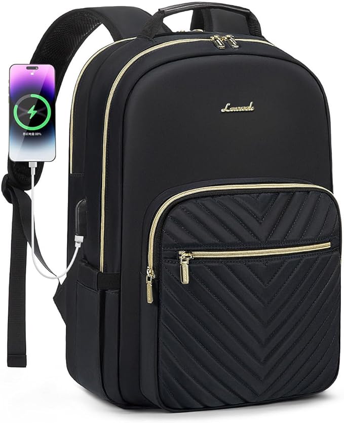 LOVEVOOK Laptop Backpack for Women 18.4 inch,Cute Womens Travel Backpack Purse,Professional Laptop Computer Bag,Waterproof Work Business College Teacher Bags Carry on Backpack with USB Port,Black
