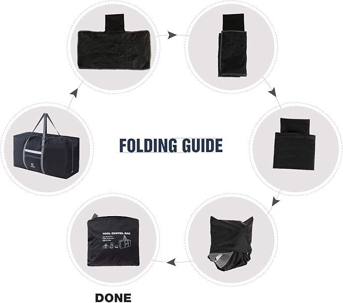 REDCAMP 31" Foldable Extra Large Duffle Bag, 100L Lightweight Travel Duffel Bag with Adjustable Strap for Men Women, Black