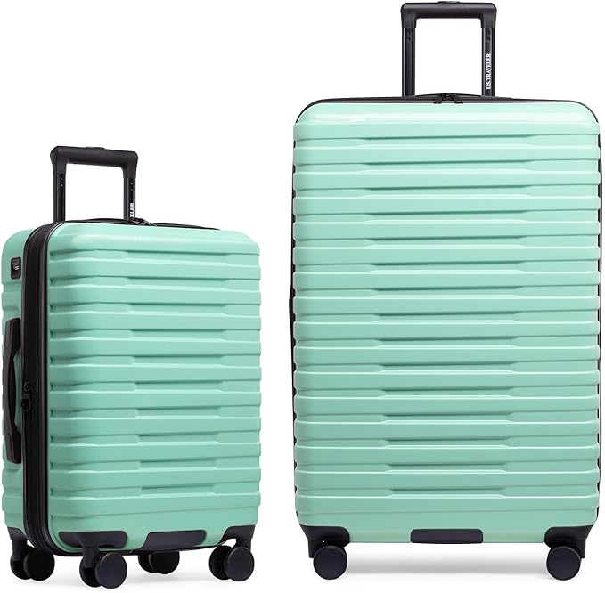 U.S Traveler Boren Expandable Hardside Rugged Travel Luggage with 8 Spinner Wheels, Mint, 2-Piece Set