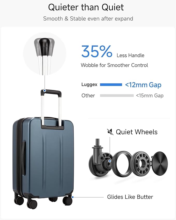 Carry On Luggage 22x14x9 Airline Approved, FLO5 Expandable Polycarbonate Suitcase with Front Pocket (FX-Core, Brown-Black, 20 Inch)