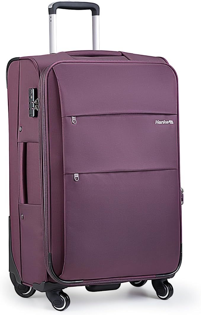 Hanke 28 Inch Luggage with Spinner Wheels Expandable Large Suitcase with Wheels Softside Check in Luggage Rolling Suitcase with Lock Lightweight Travel Luggage for Men and Women.(Purple)