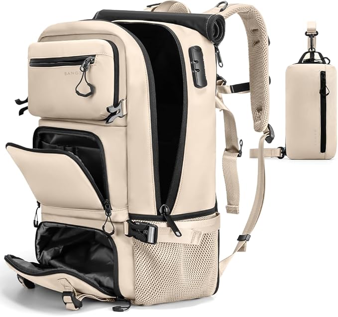 FUTURE AESTHEICS Travel backpack Carry-on Travel Backpack For Women Men Flight Approved Business Weekender Overnight Waterproof Daypack (off-white)