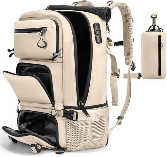 FUTURE AESTHEICS Travel backpack Carry-on Travel Backpack For Women Men Flight Approved Business Weekender Overnight Waterproof Daypack (off-white)