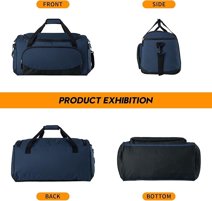 Gym Duffle Bag for Men - 55L Navy Blue Large Duffel Bags for Sports, Workout, Traveling, Durable Heavy Duty Duffel Gear Bag
