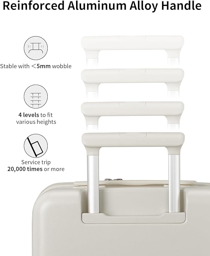 aji Expandable Top Opening Luggage Sets 2 Piece with Spinner Wheel, 20/26 Inch Luggage with TSA Lock, Lightweight PC Hard Shell Travel Luggage Suitcases for Men Women, 2-Piece Set, Coconut White
