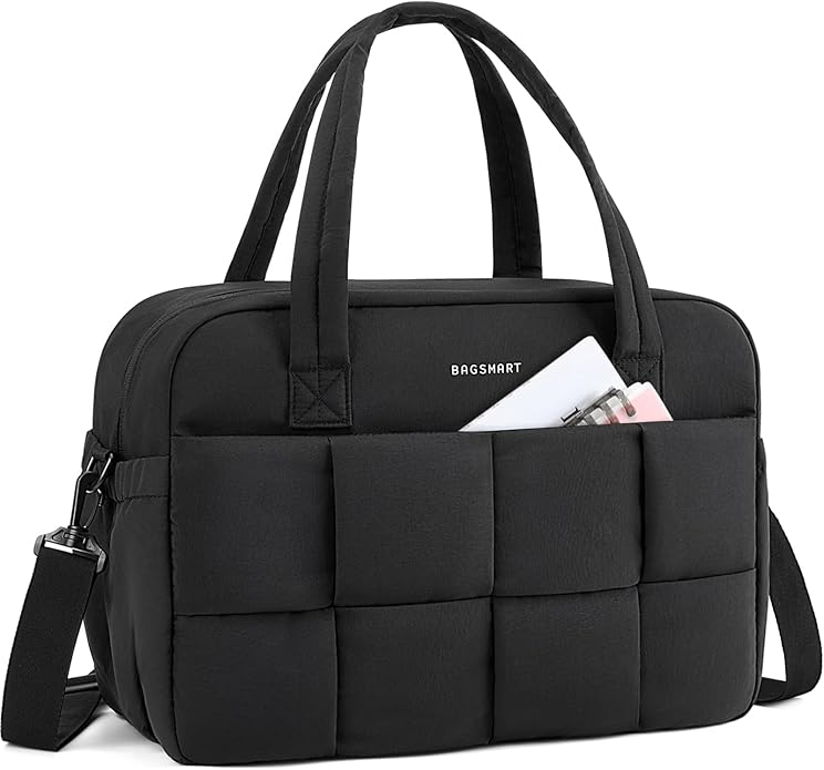 BAGSMART Gym Bag for Women, Personal Item Puffer Duffle Bag, Weekender Overnight Carry On Tote Handag for Travel