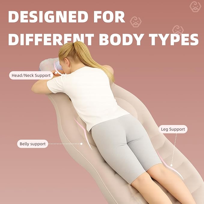 Inflatable Pregnancy Pillow, Pregnant Woman's Abdominal Hole Full Body Inflatable Bed Abdominal Mattress, Prone Pregnancy Pillow - Pregnant Woman's Swimming Pool Float