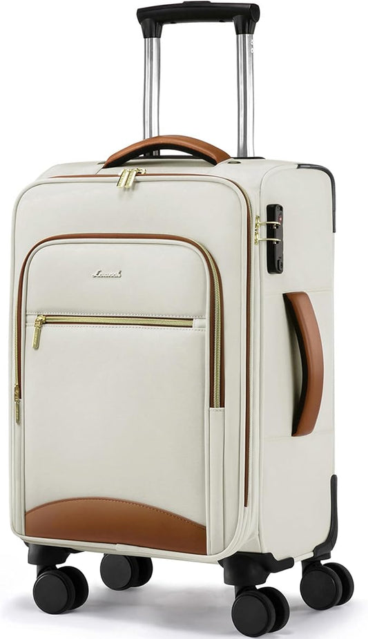 LOVEVOOK Carry On Luggage 22x14x9 Airline Approved, 20 Inch Softside Suitcases with Wheels, Lightweight Spinner Carry on Suitcase with TSA Lock, Water-Resistant Large Capacity Luggage for Travel