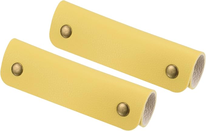 PATIKIL Luggage Handle Wrap, 2 Pack PU Handbag Grip Cover Protector Identifier with Clasp for Suitcase Grocery Shopping Bag, Yellow