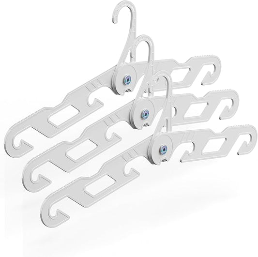 NICEDACK Premium Travel Hangers 3 Pack Portable Folding Clothes Hangers - Super Bearing Collapsible Hanger Foldable Clothes Drying Rack for Travel, Indoor and Outdoor Use (3 Pack White)