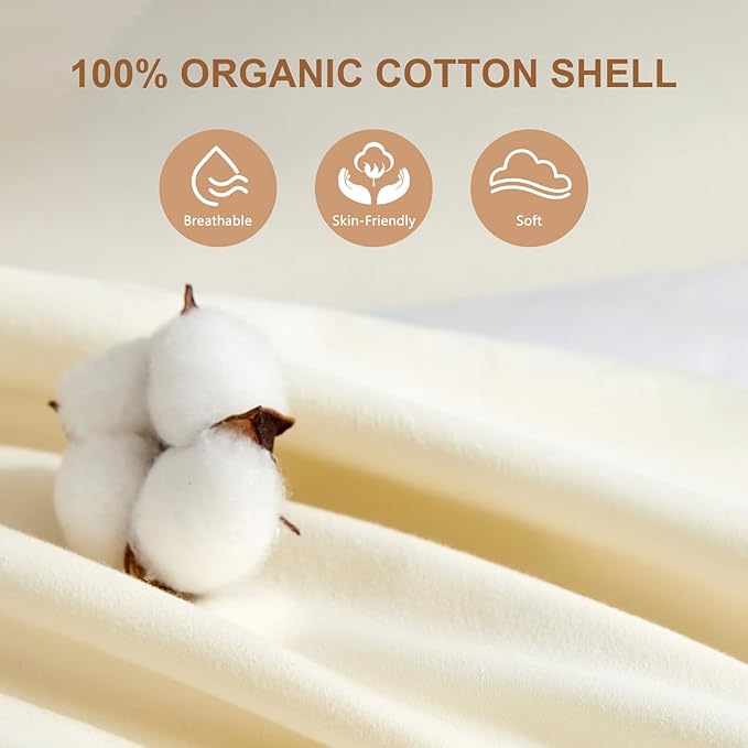 Organic Buckwheat Pillow for Sleeping with Dual-Layer Pillowcase and Extra Tartary Buckwheat Hulls, Adjust Height and Firmness, Neck Support Pillow for Back and Side Sleepers 16"x22"