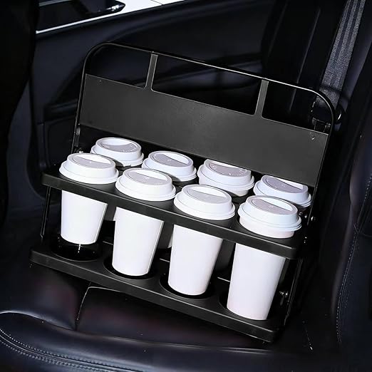 Bodaon 8 Cup Drink Carrier with Handle, Plastic Cup Carriers for Drinks, Drink Holder for Car, Take Out Delivery Drivers Accessories, Portable Foldable Reusable Mobile, Use for Food Delivery Bag,