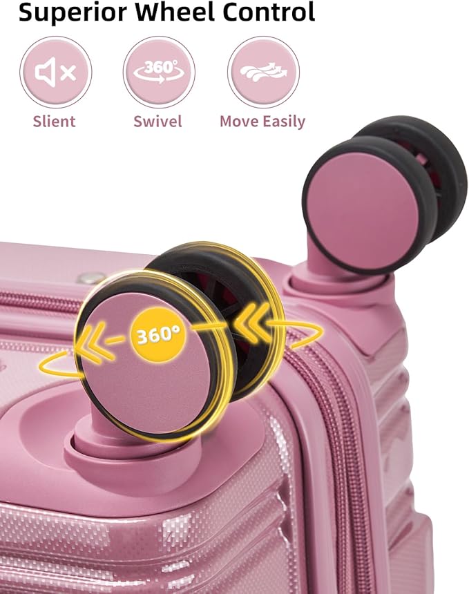 LARVENDER Carry On Luggage 22x14x9 Airline Approved, 20 Inch Expandable PC+ABS Hardside Suitcase Carry On Luggage with Spinner Wheels TSA Lock for Women Men (Silk Rose)