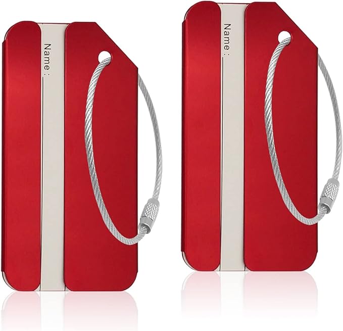 2Pack Red Aluminum Luggage Tag for Luggage Baggage Travel Identifier by Ovener