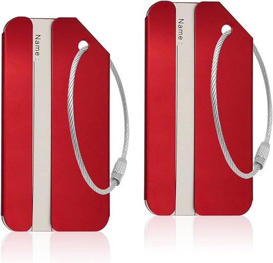 2Pack Red Aluminum Luggage Tag for Luggage Baggage Travel Identifier by Ovener
